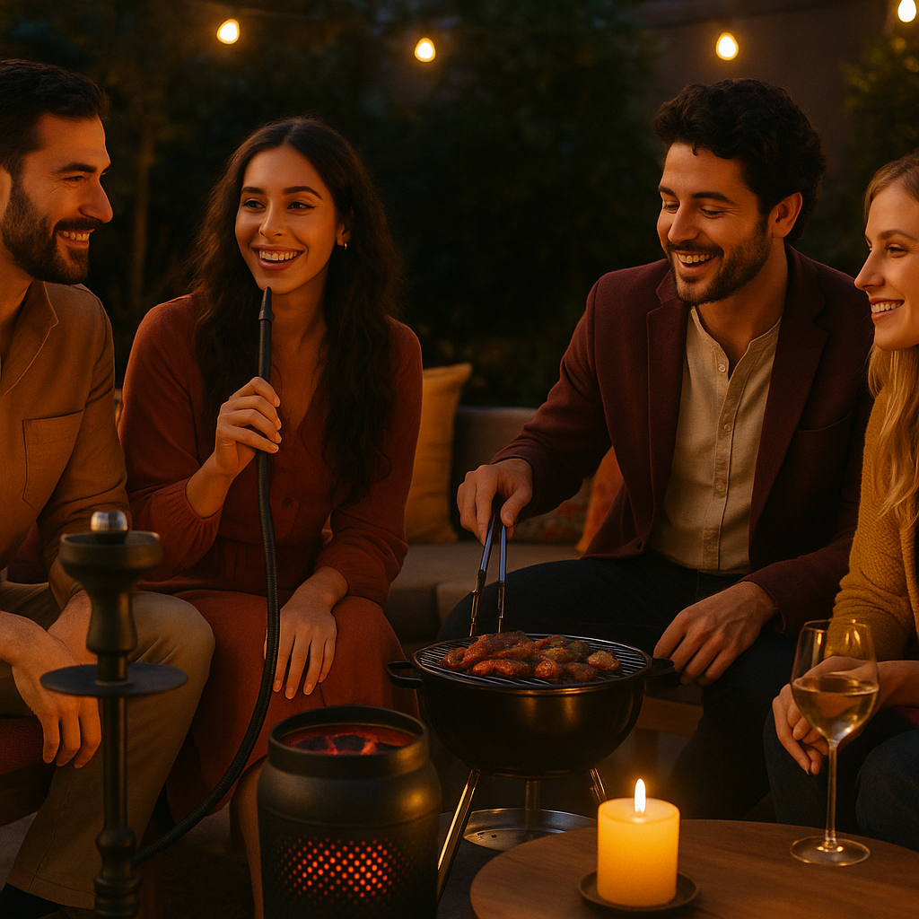 Friends enjoying shisha